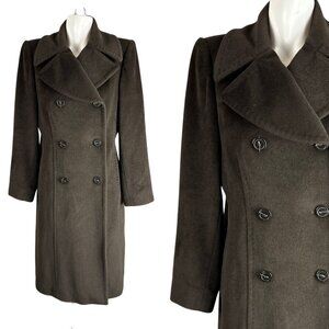 Ann Klein Coat Womens Brown Angora Wool Pea Coat Button Up Soft Warm Jacket 12